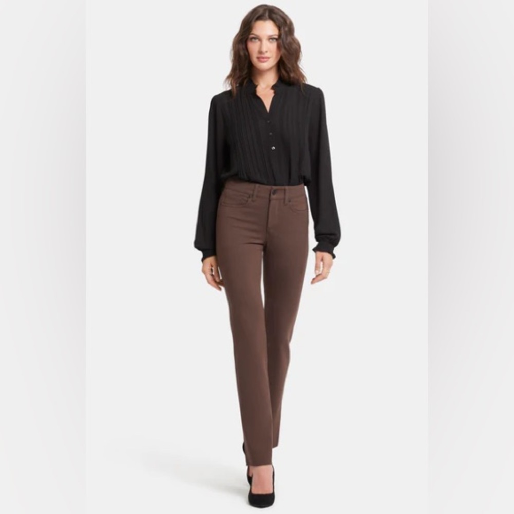 NYJD Marilyn Straight Pants in Coffee Bean